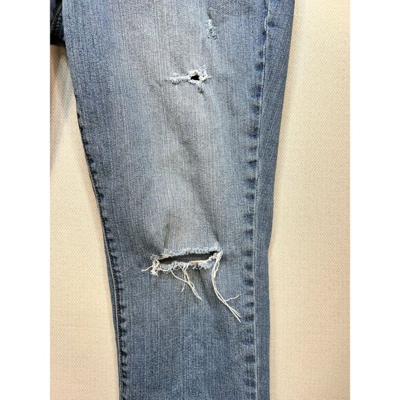 American Eagle Outfitters Straight Leg Jeans Womens 14 Blue Denim Distressed - Picture 6 of 12